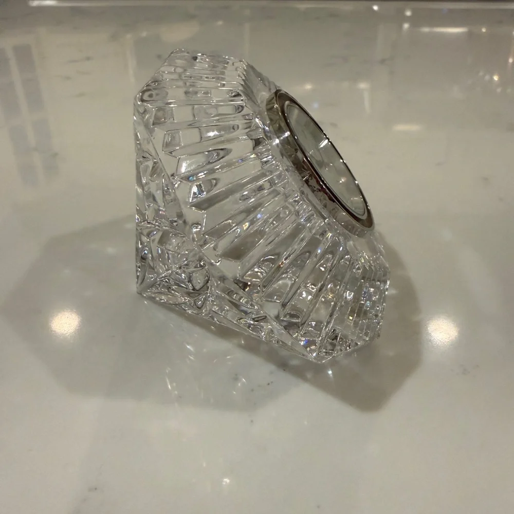 Waterford Crystal Classic Lismore Diamond Shape Desk Clock 3.5